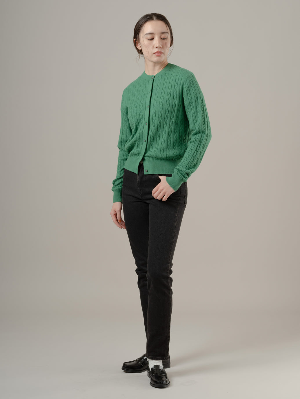 スーパーソフト クルーネックカーディガン