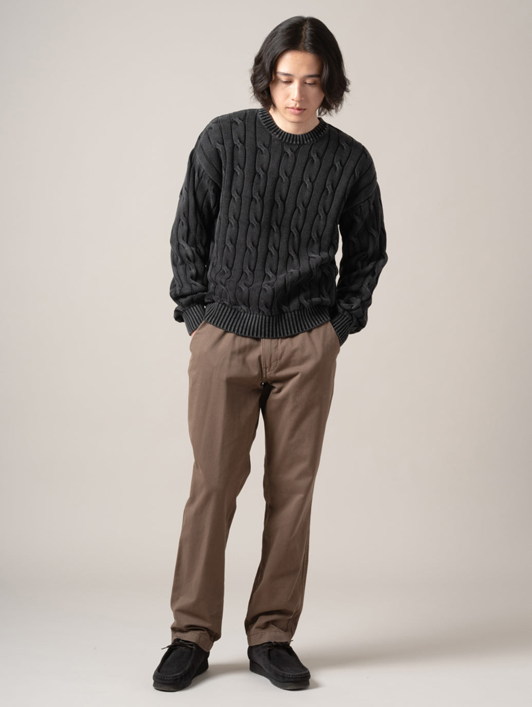 カーメルケーブルクルーセーター