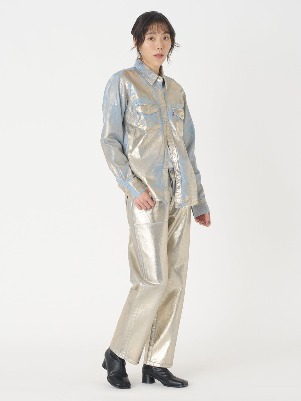 ウエスタンシャツ シルバー OPTICAL ILLUSION TOP