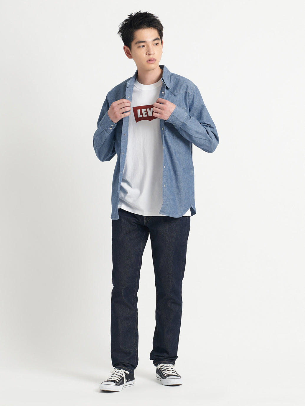 ウエスタンシャツ ミディアムインディゴ MID CHAMBRA