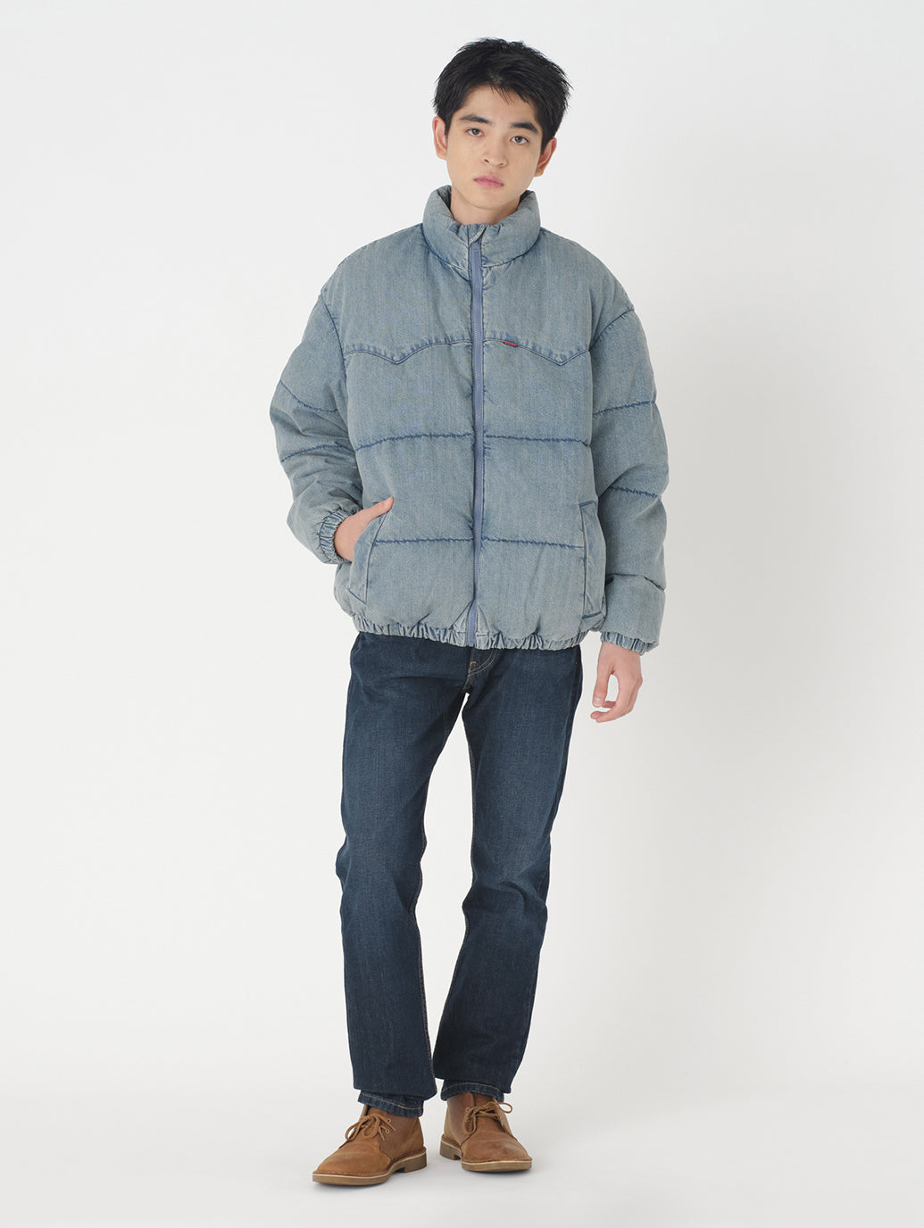 スーパーデニムダウンジャケット ミディアムインディゴ SLIGHTLY