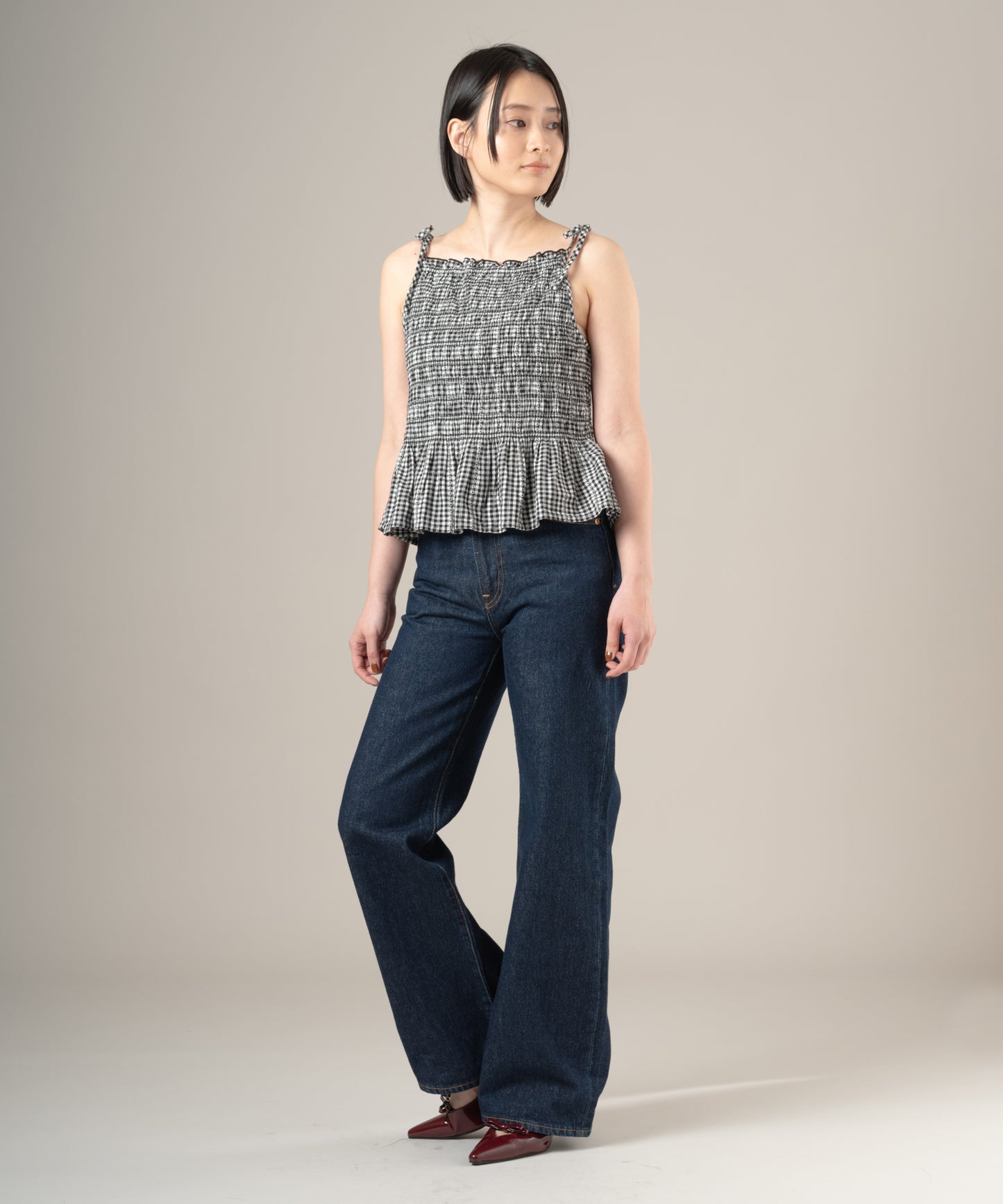 RIBCAGE WIDE LEG ジーンズ ダークインディゴ