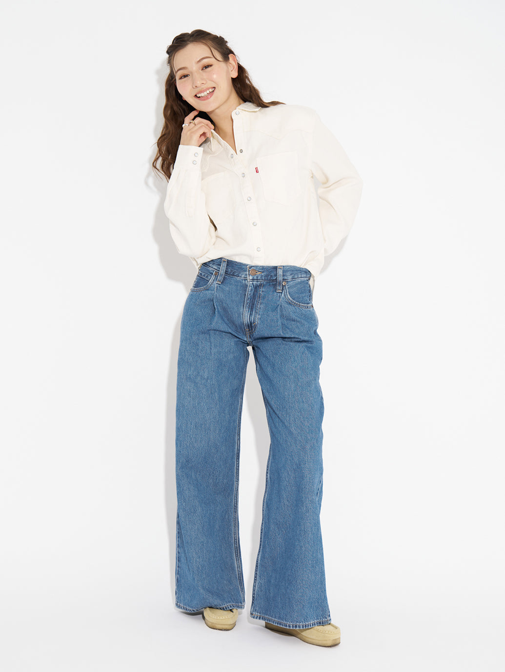 TEODORA ウエスタンシャツ ホワイト ECRU CREW