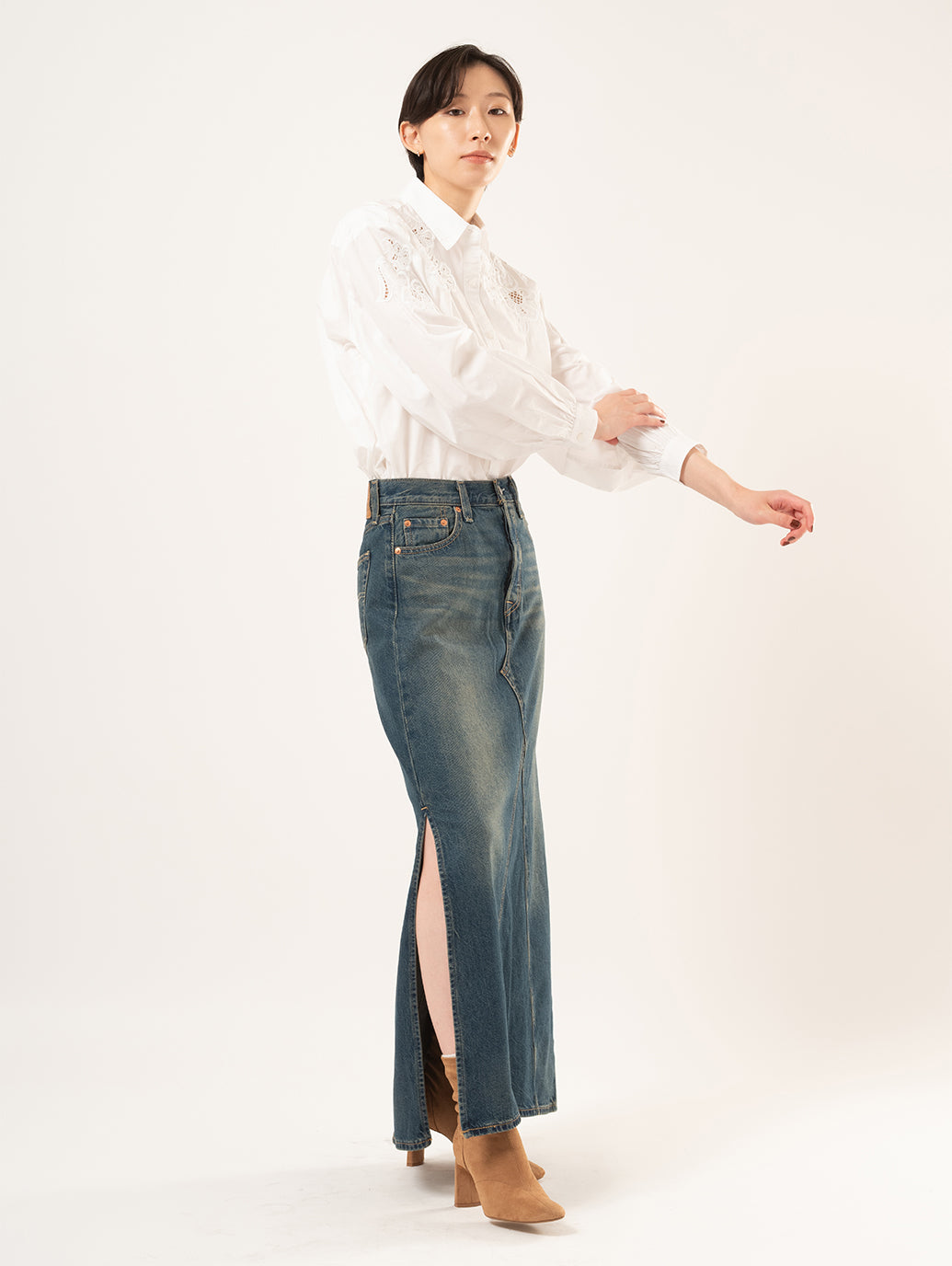 ICONIC ロングスカート ミディアムインディゴ