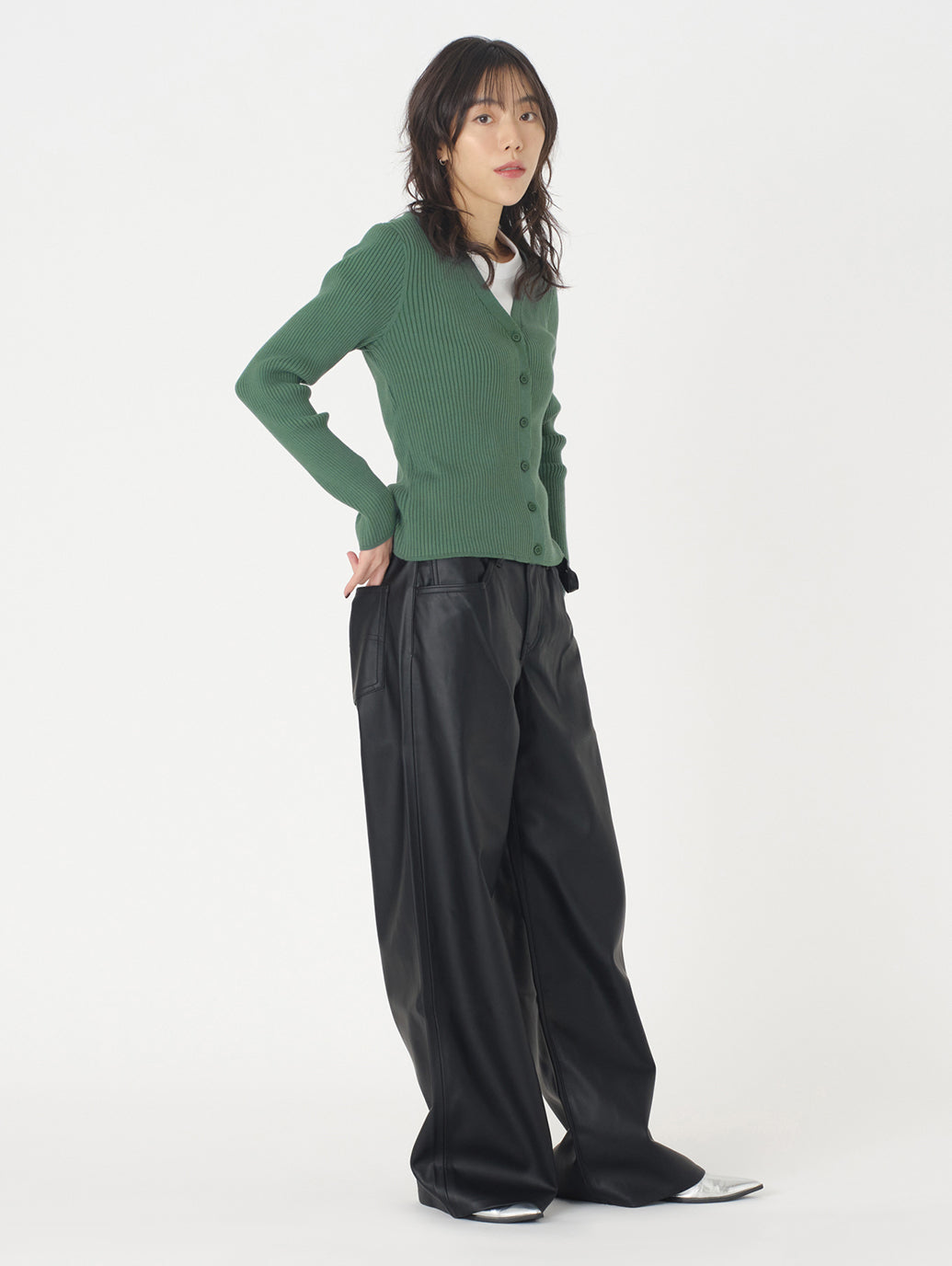 ニットカーディガン グリーン BISTRO GREEN