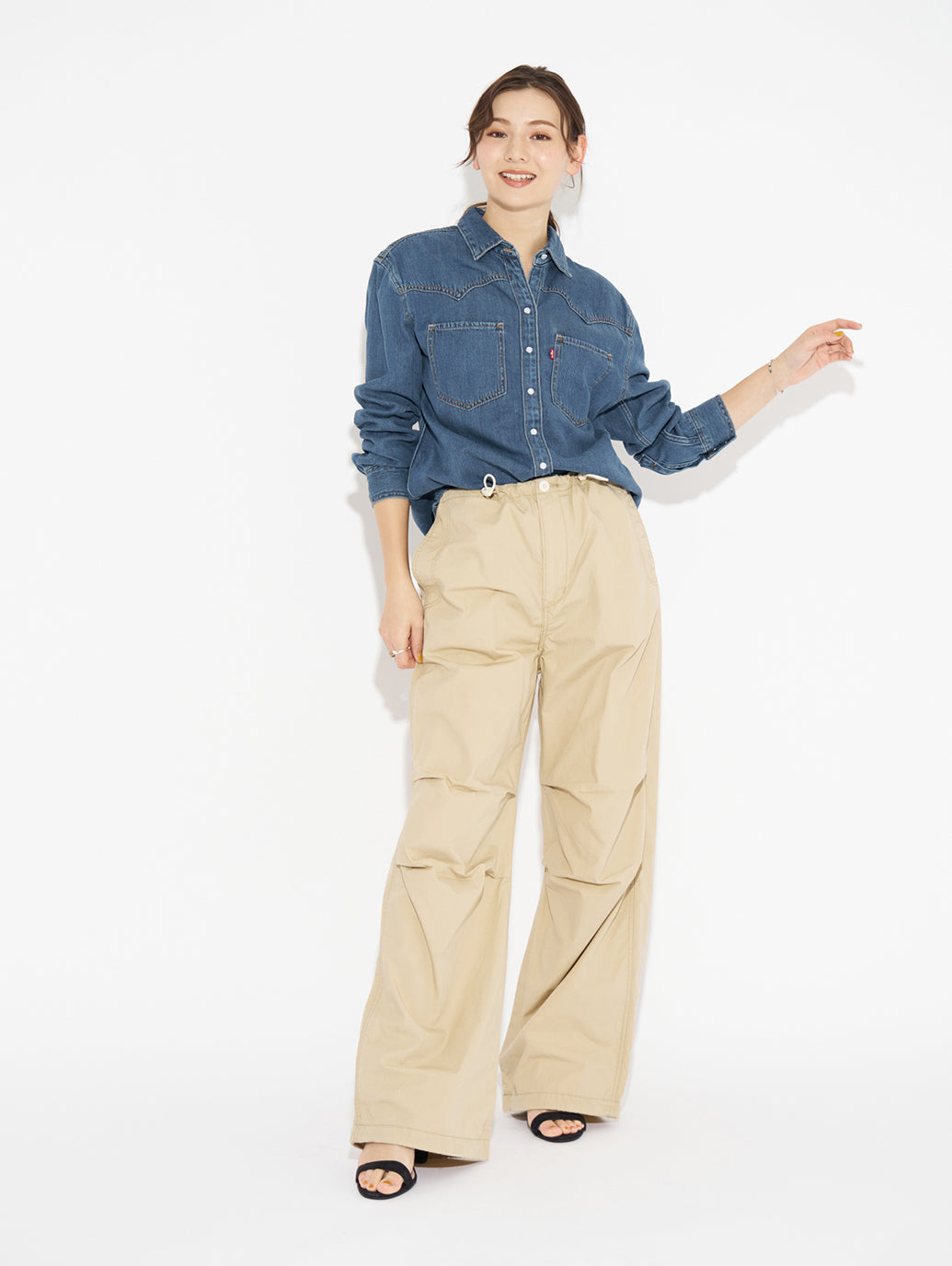 パラシュートパンツ ベージュ SAFARI