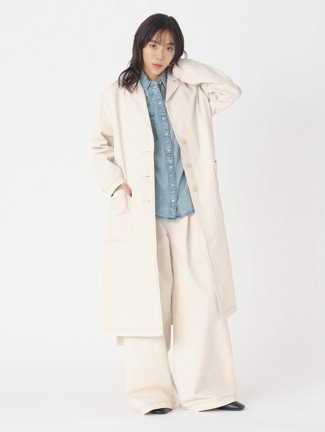 サープラス トレンチコート ホワイト SOFT ECRU MADE OF JAPAN