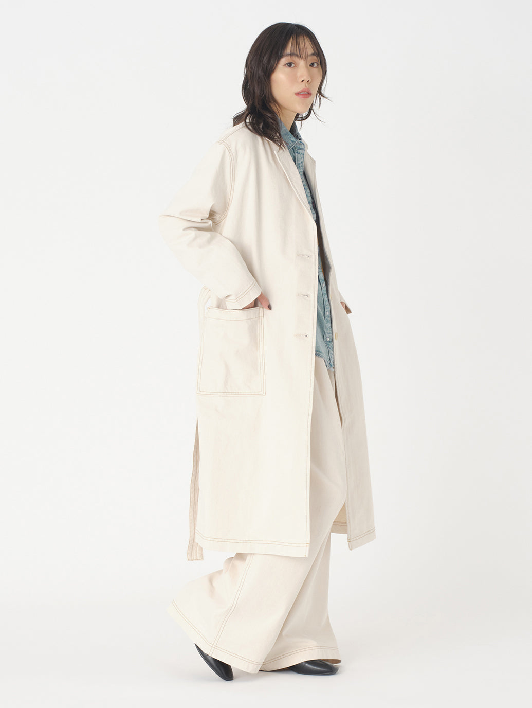 サープラス トレンチコート ホワイト SOFT ECRU MADE OF JAPAN