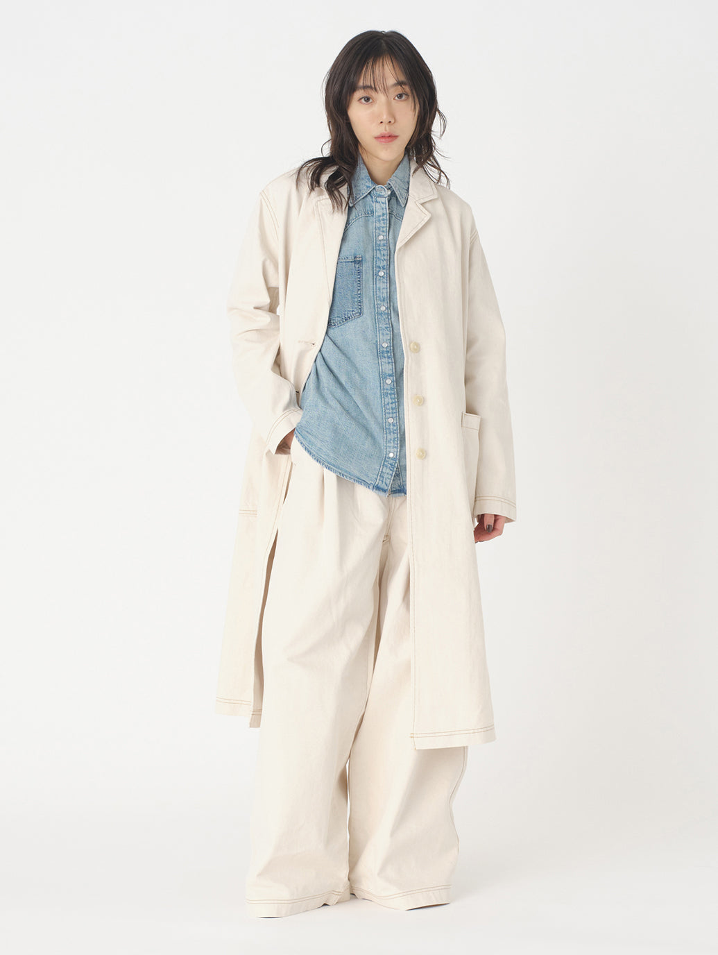 PLEATED トラウザー ホワイト SOFT ECRU MADE OF JAPAN