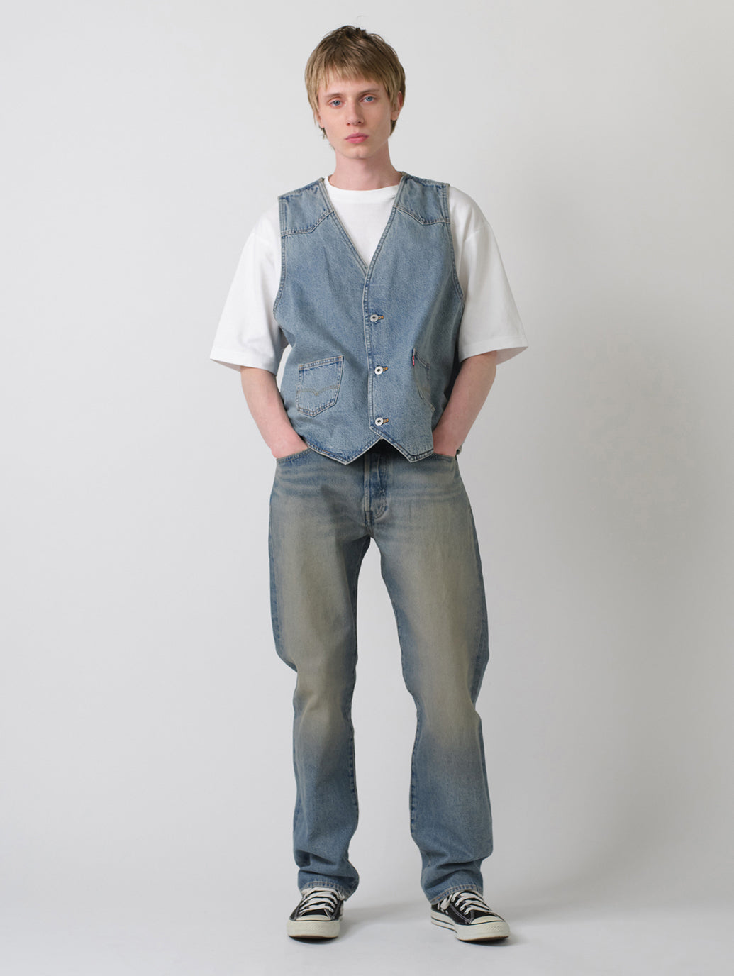 デニム ベスト ミディアムインディゴ