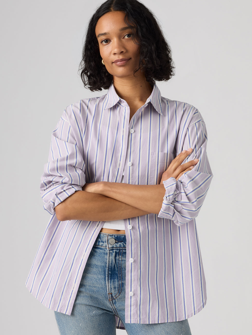 HARLIE BOYFRIEND SHIRT Costanza Stripe WISTERIA St