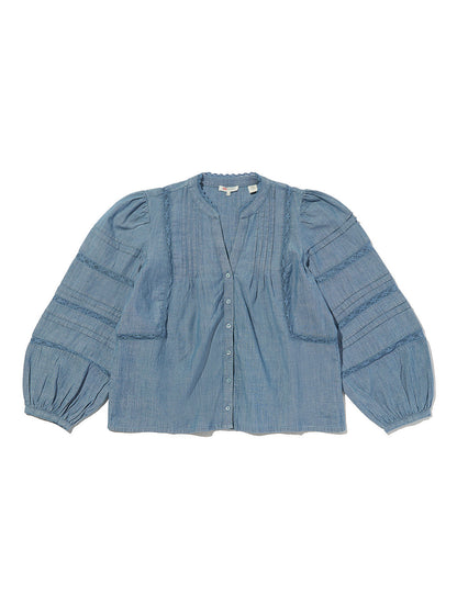 MANDY ロングスリーブ ブラウス ミディアムインディゴ