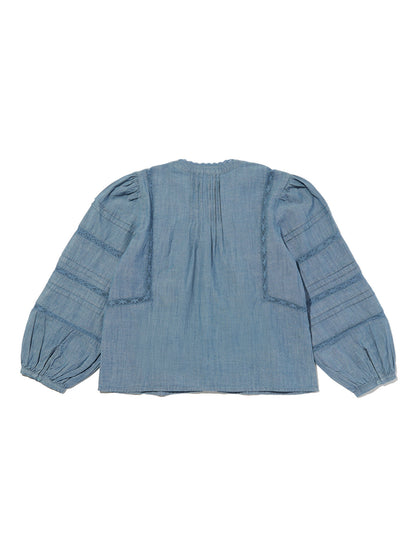 MANDY ロングスリーブ ブラウス ミディアムインディゴ