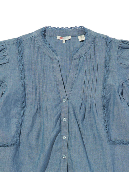 MANDY ロングスリーブ ブラウス ミディアムインディゴ