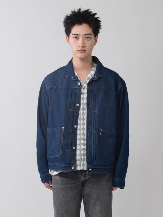 ヴィンテージ プリーツ トラッカージャケット ミディアムインディゴ