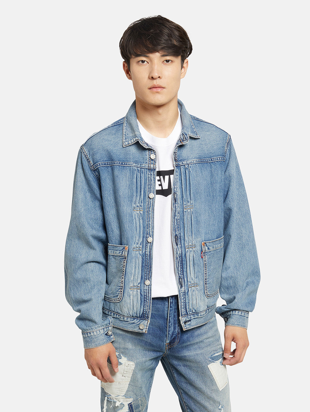 ヴィンテージ プリーツ トラッカージャケット ライトインディゴ