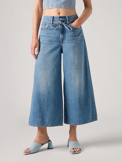 XLスーパーワイドジーンズ キュロット ミディアムインディゴ