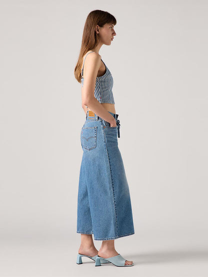 XLスーパーワイドジーンズ キュロット ミディアムインディゴ