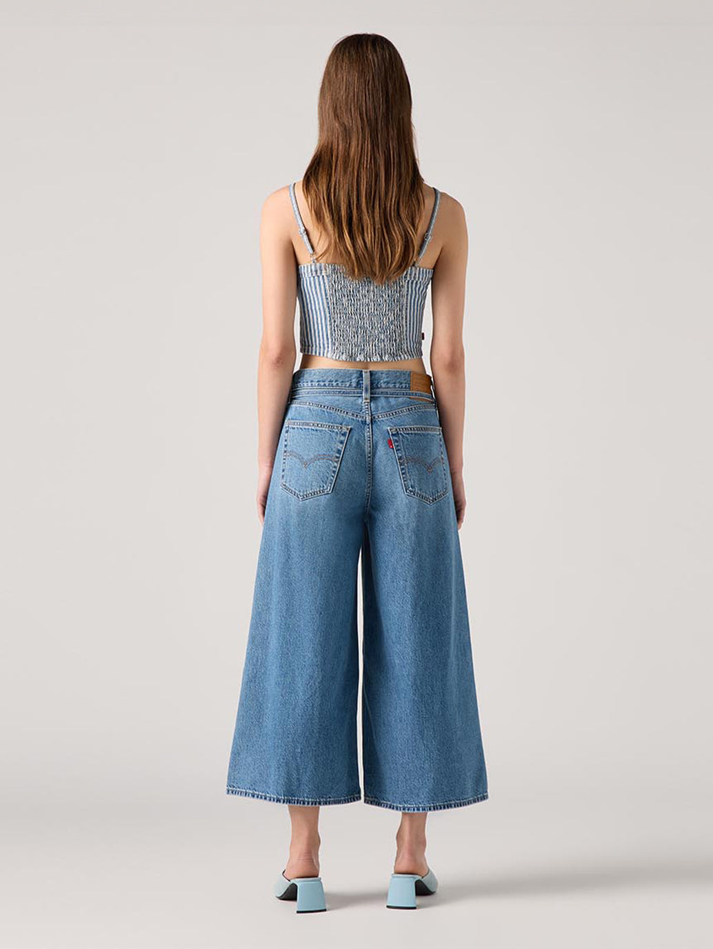 XLスーパーワイドジーンズ キュロット ミディアムインディゴ