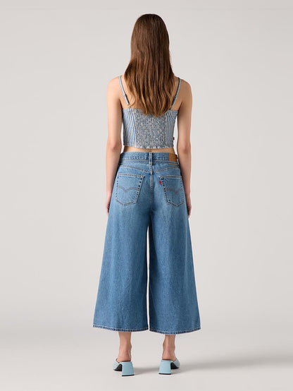 XLスーパーワイドジーンズ キュロット ミディアムインディゴ