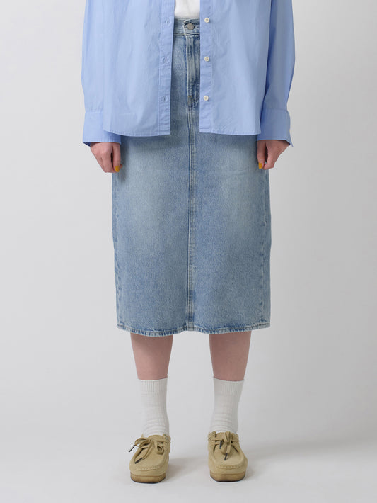 バックスリット デニム スカート ライトインディゴ