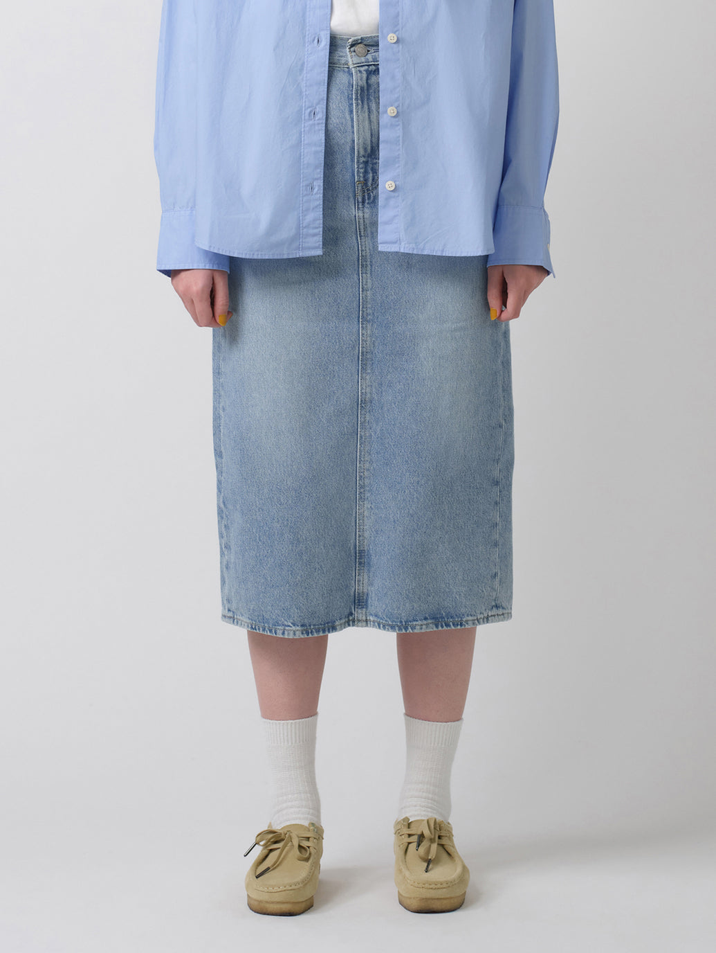 バックスリット デニム スカート ライトインディゴ