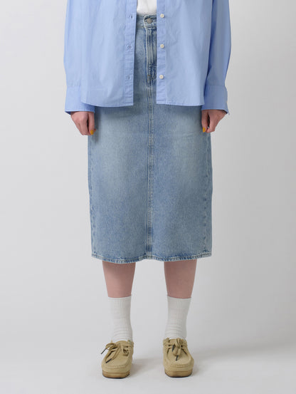 バックスリット デニム スカート ライトインディゴ
