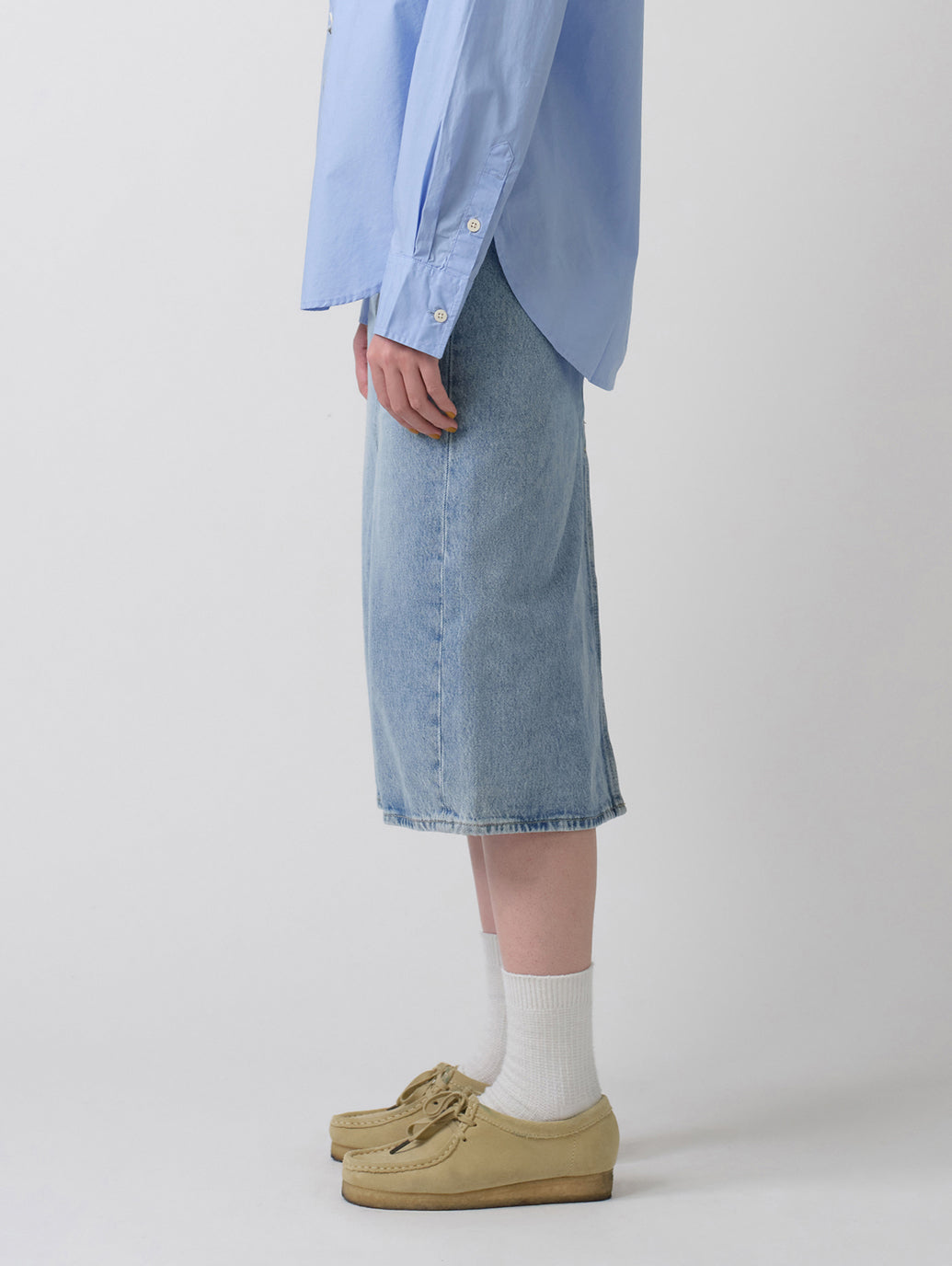 バックスリット デニム スカート ライトインディゴ