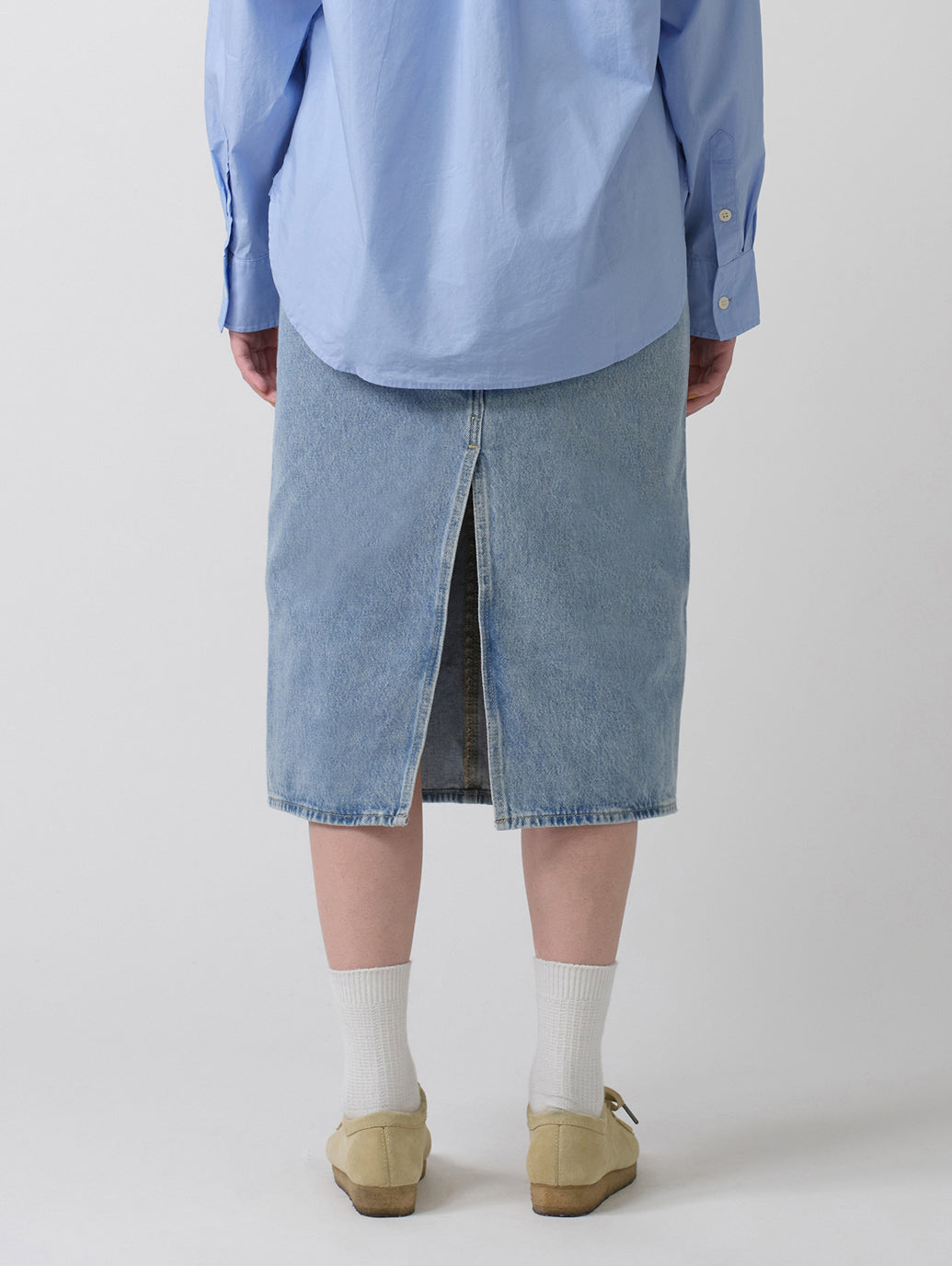 バックスリット デニム スカート ライトインディゴ