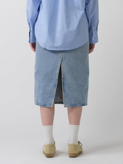 バックスリット デニム スカート ライトインディゴ