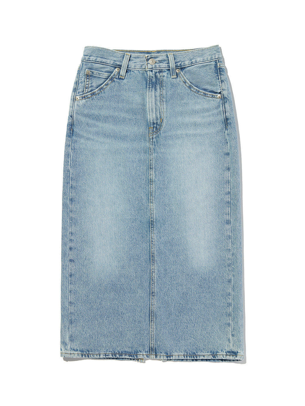 バックスリット デニム スカート ライトインディゴ