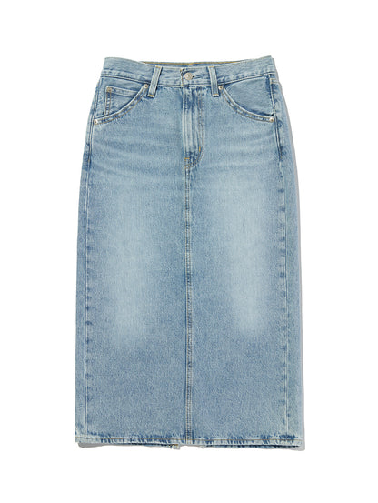 バックスリット デニム スカート ライトインディゴ