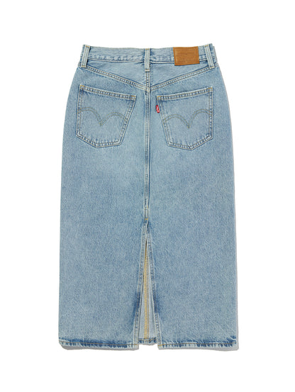 バックスリット デニム スカート ライトインディゴ