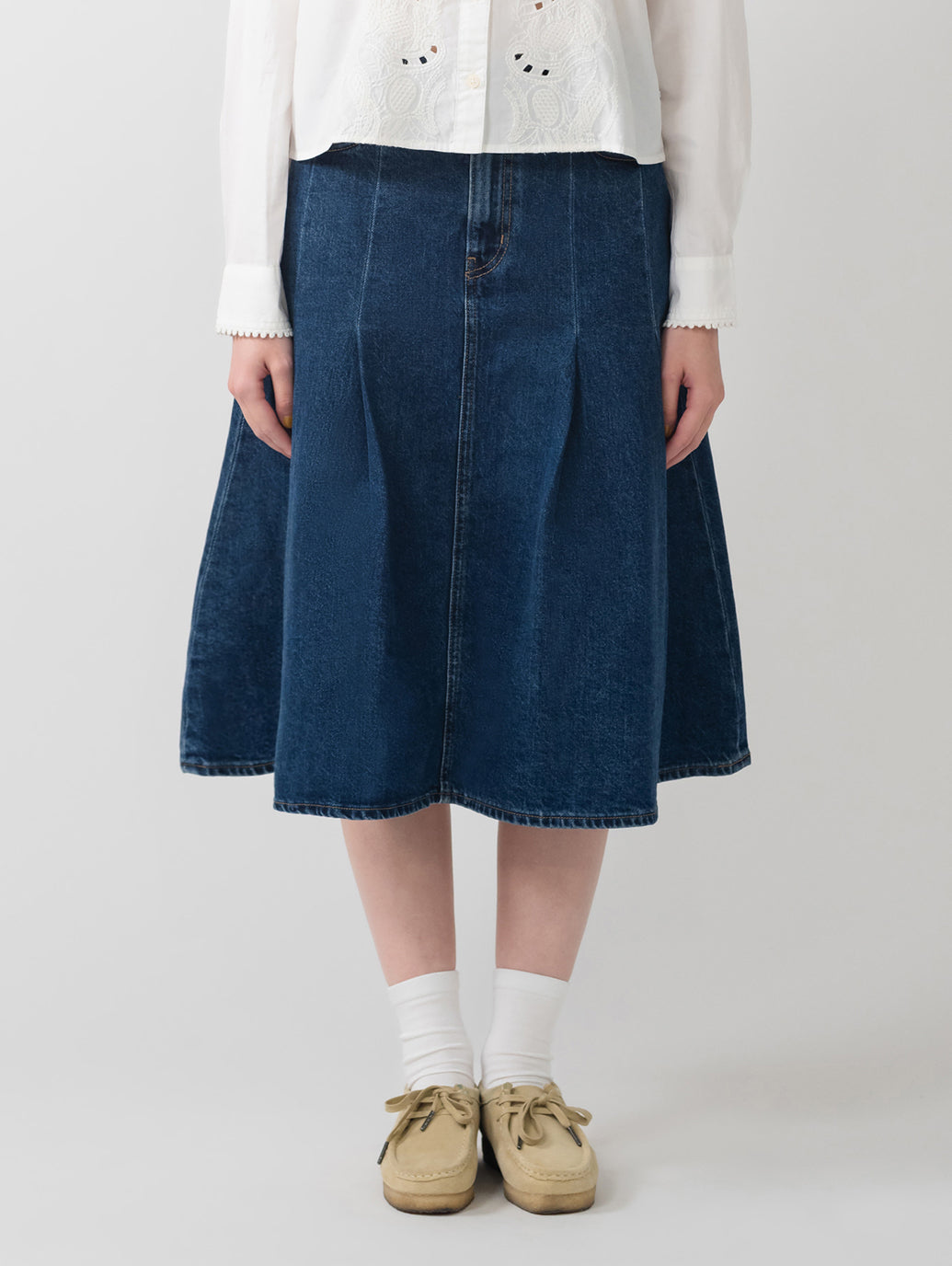 PLEATED ミニスカート ダークインディゴ