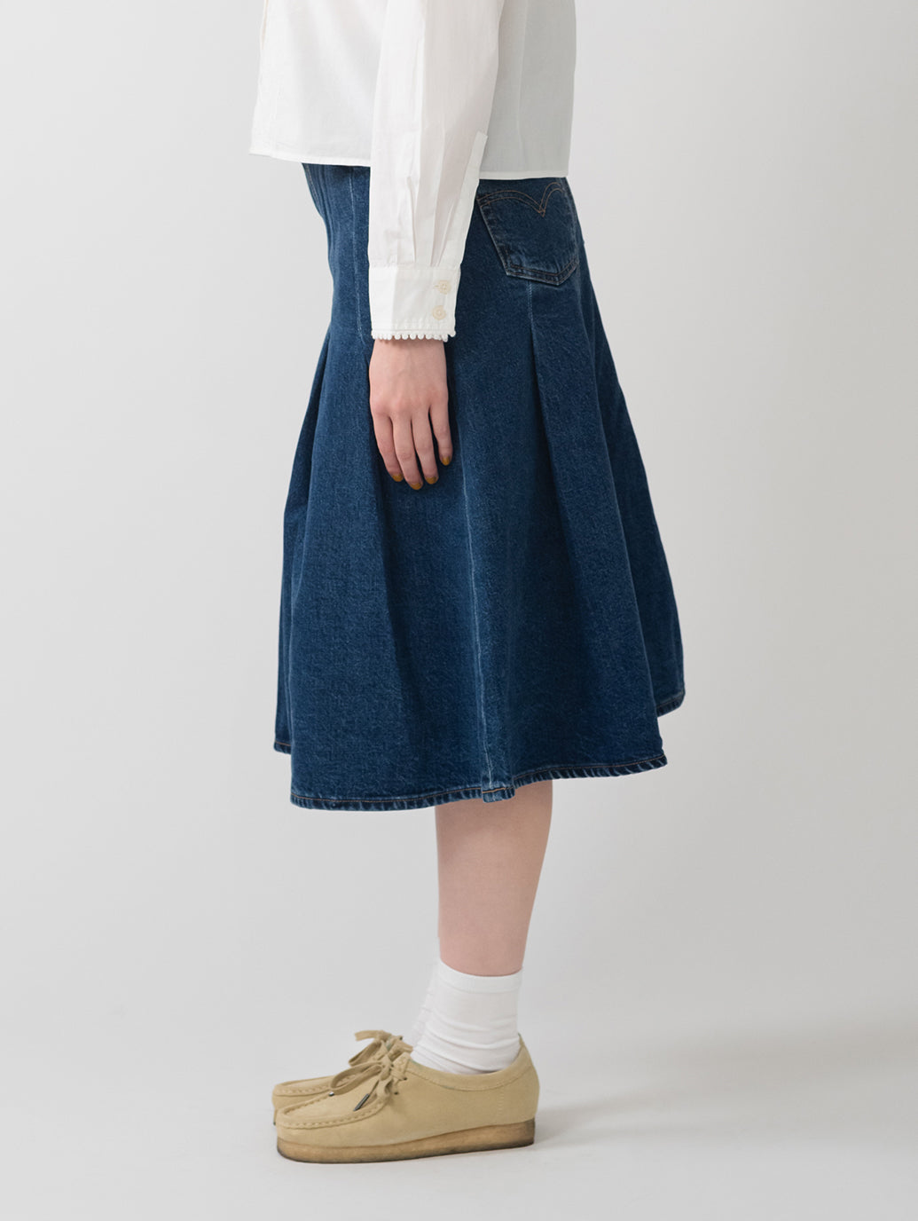 PLEATED ミニスカート ダークインディゴ