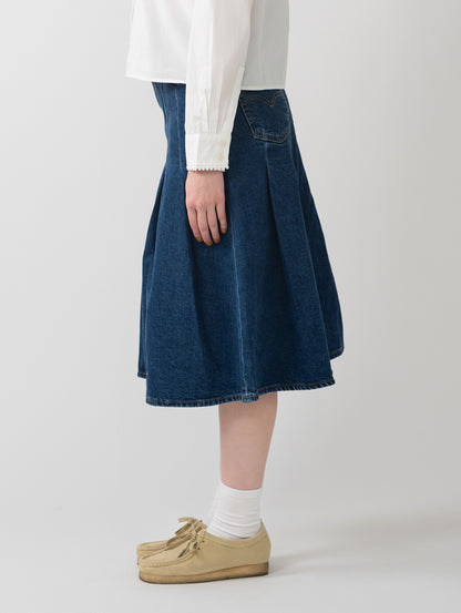 PLEATED ミニスカート ダークインディゴ