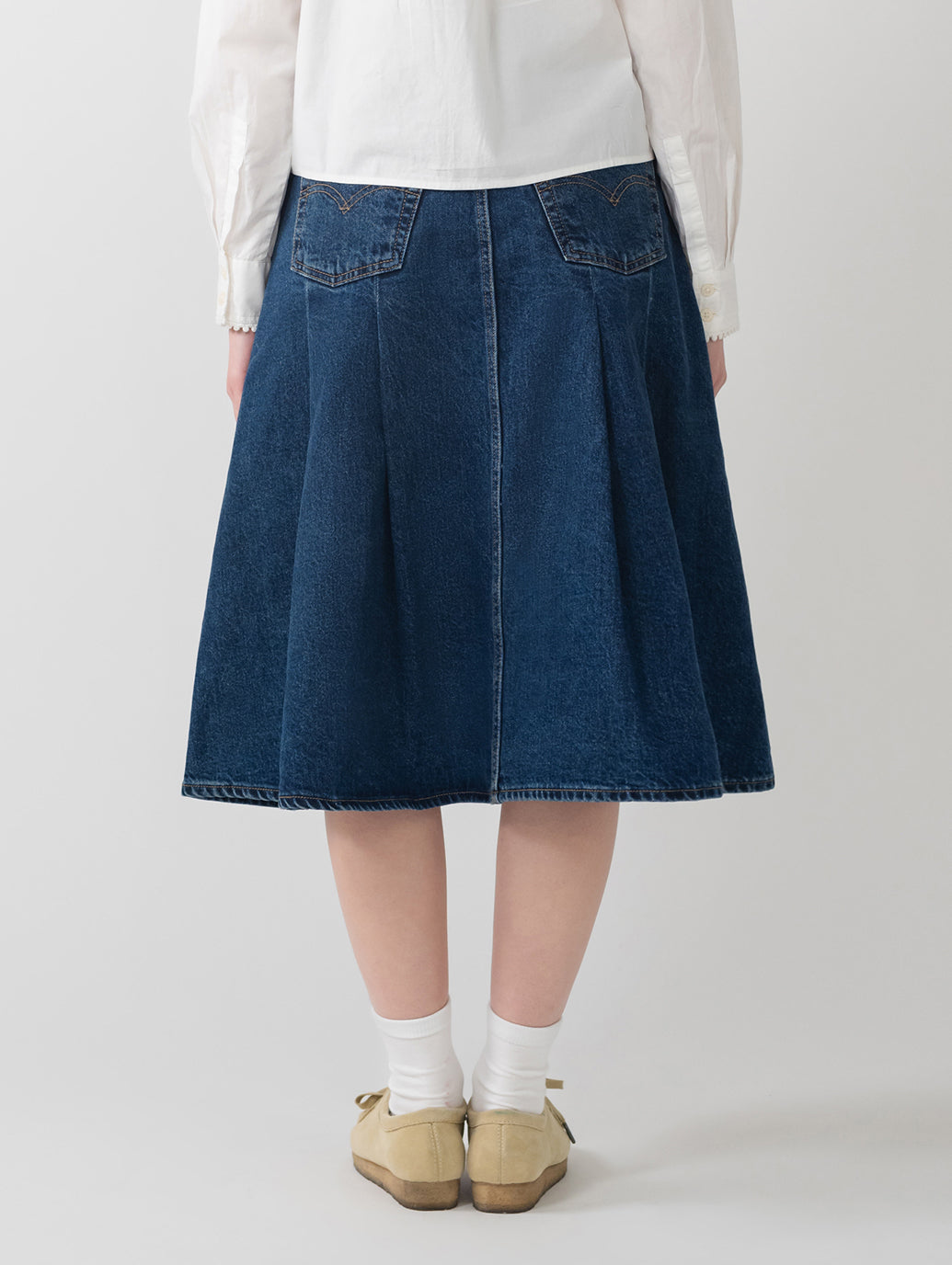 PLEATED ミニスカート ダークインディゴ