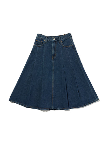 PLEATED ミニスカート ダークインディゴ