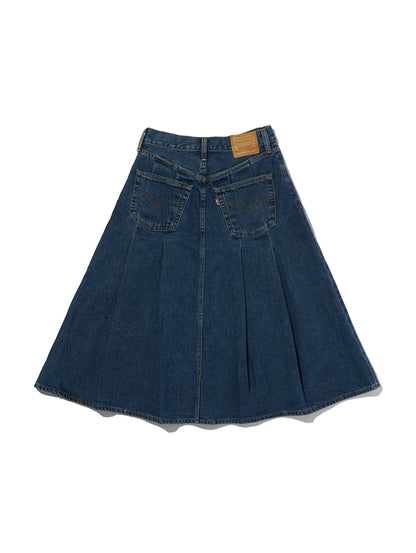 PLEATED ミニスカート ダークインディゴ