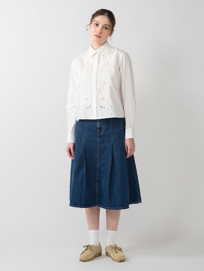 PLEATED ミニスカート ダークインディゴ