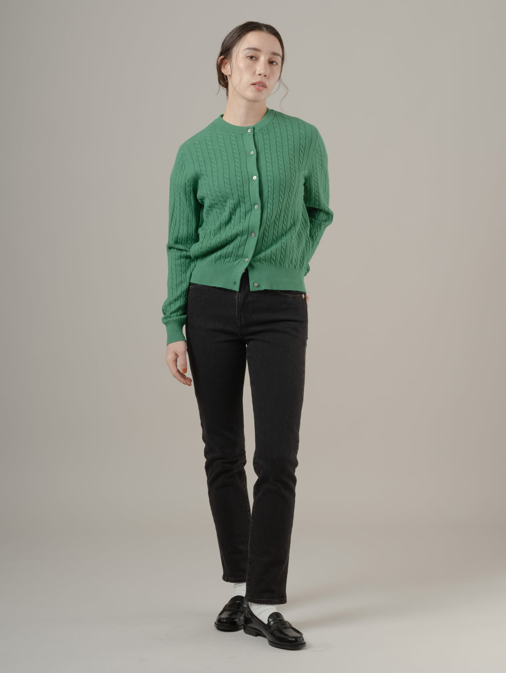 スーパーソフト クルーネックカーディガン