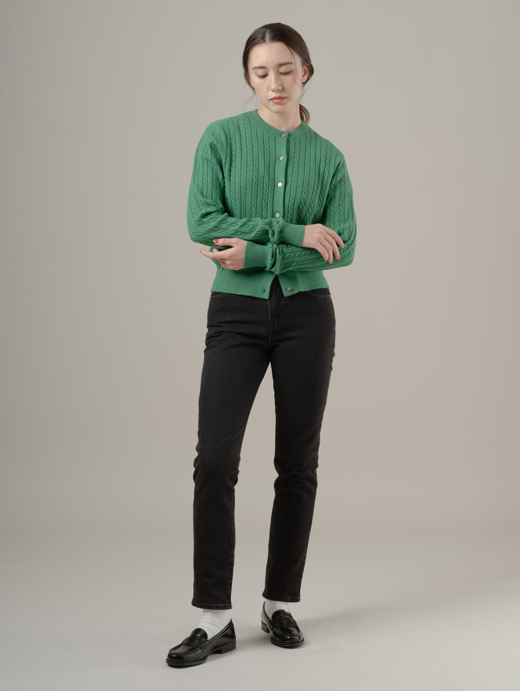 スーパーソフト クルーネックカーディガン