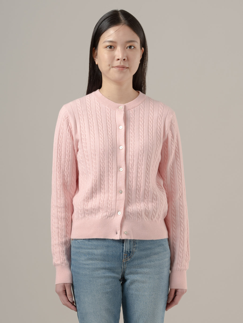 スーパーソフト クルーネックカーディガン