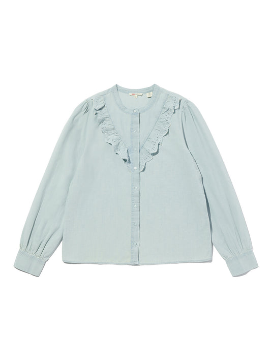 ヨーク柄 ブラウス ミディアムインディゴ