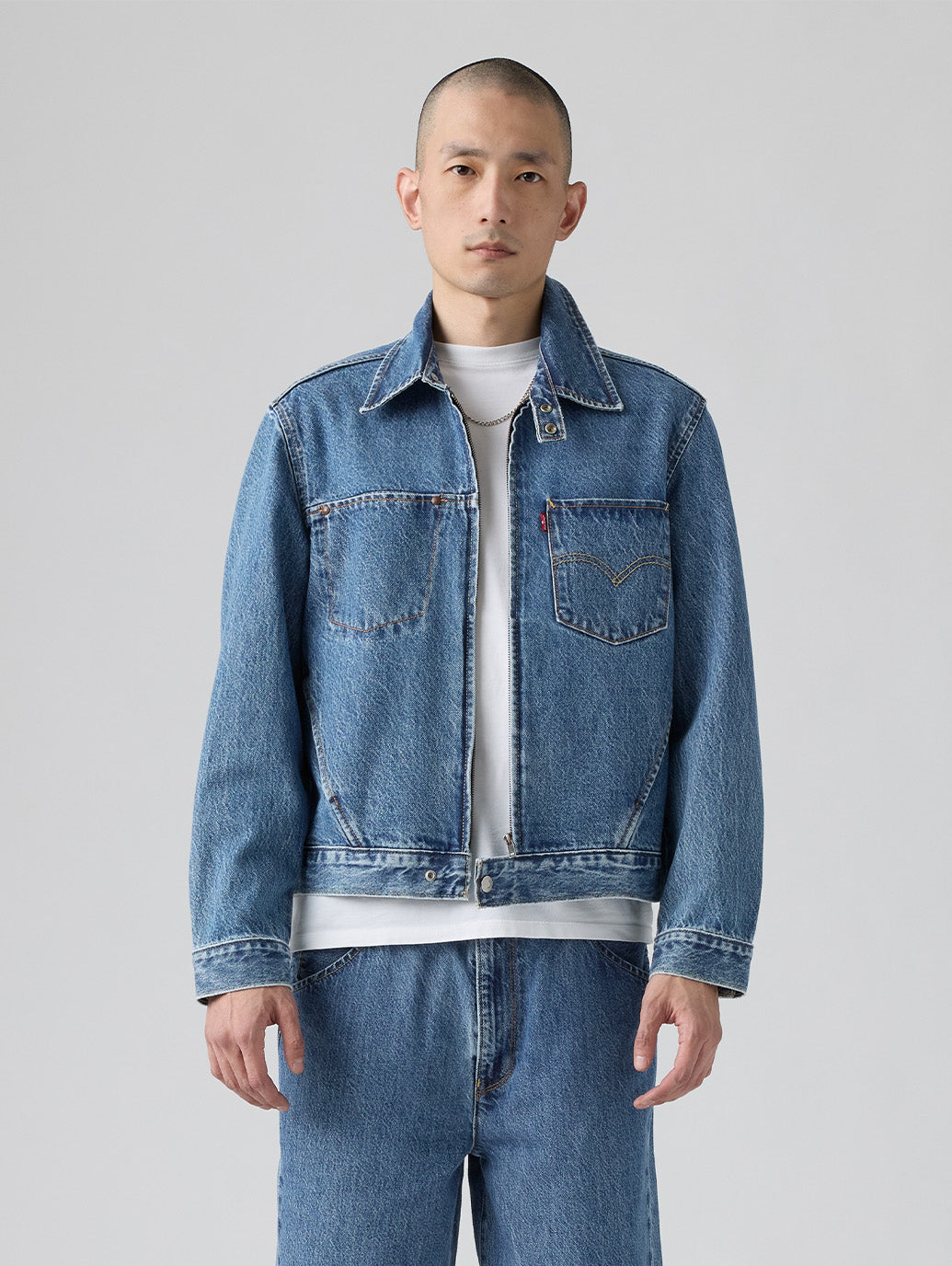 ツイステッドジャケットトラッカージャケット ミディアムインディゴ