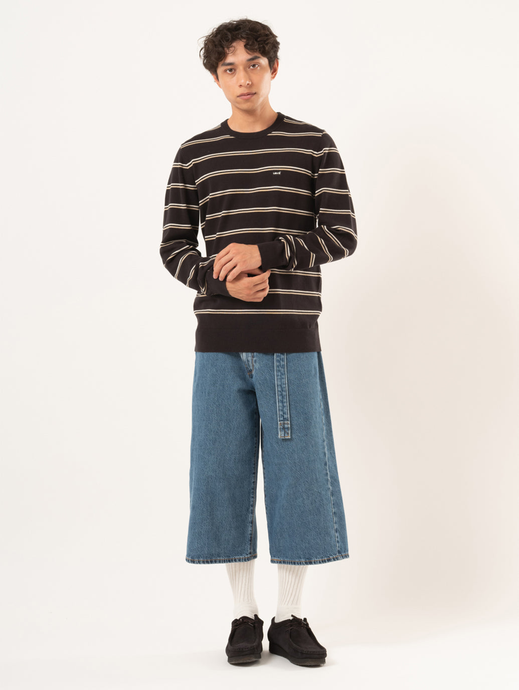 ツイステッド バギージーンズ カプリ ミディアムインディゴ