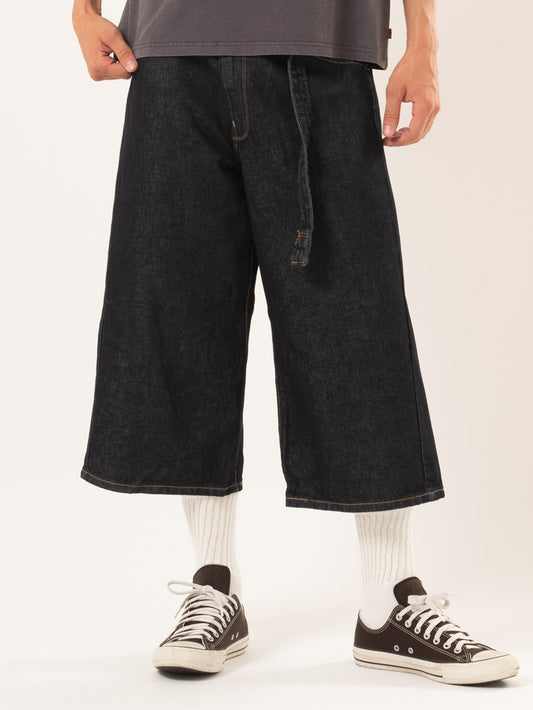 ツイステッド バギージーンズ カプリ ダークインディゴ