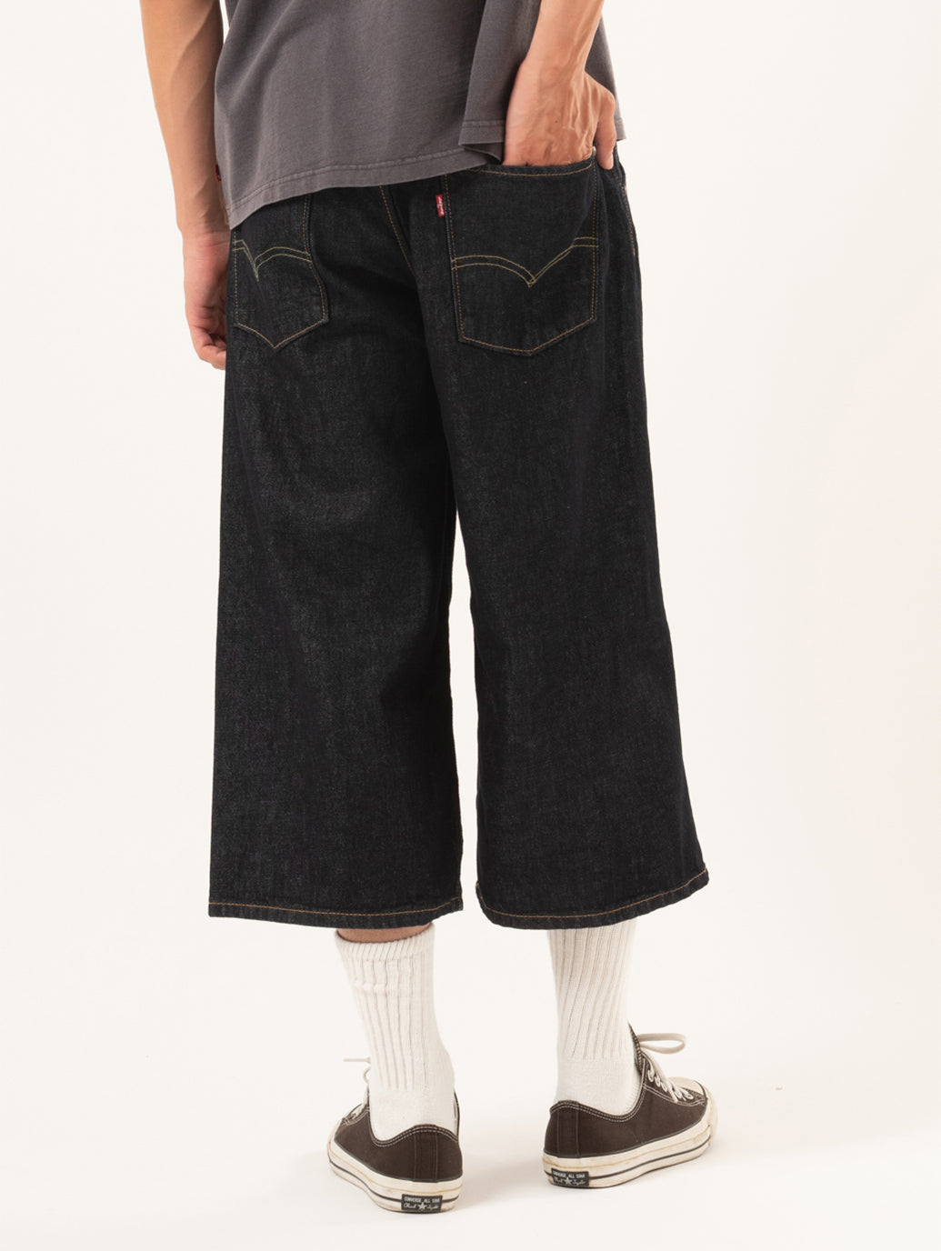 ツイステッド バギージーンズ カプリ ダークインディゴ