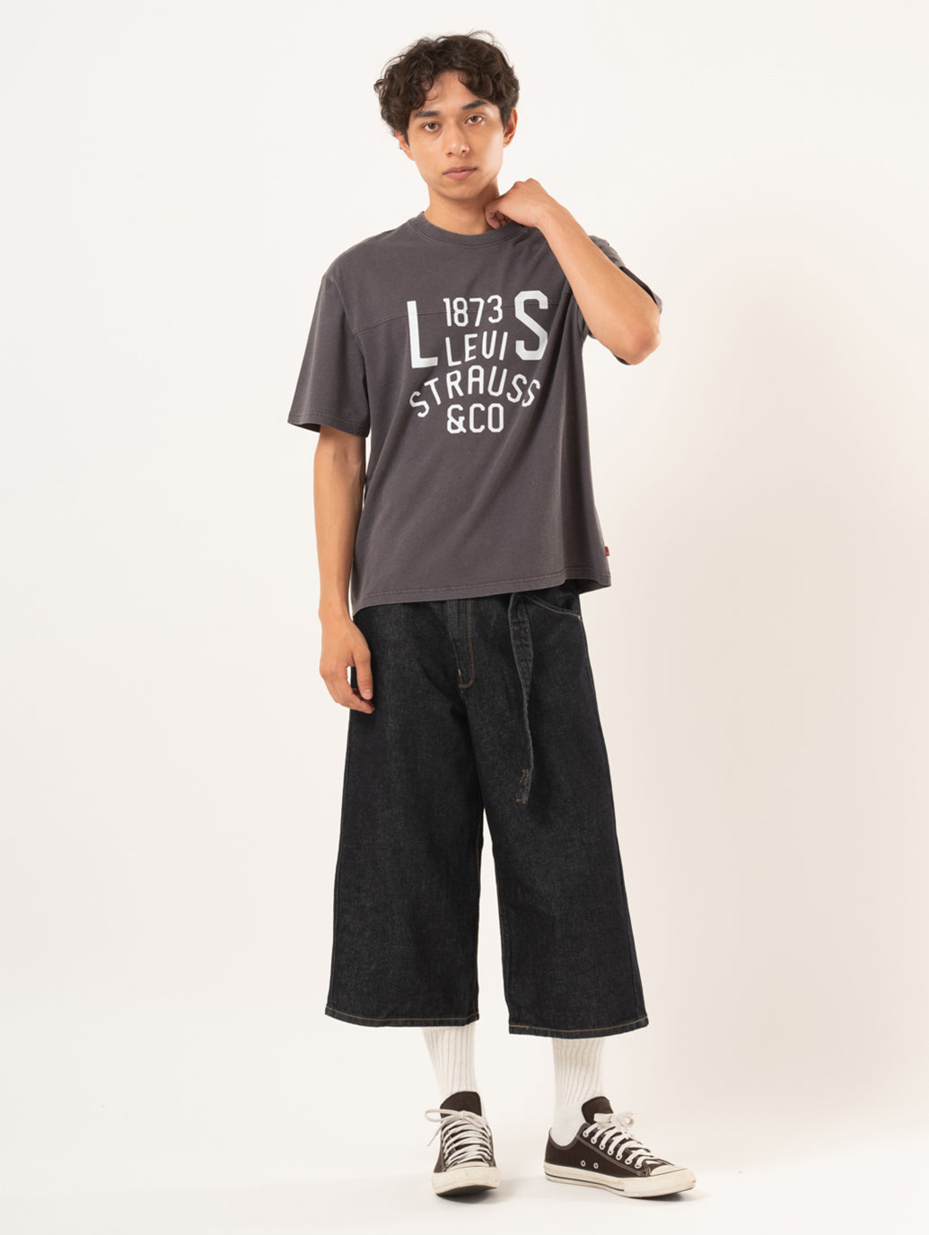 ツイステッド バギージーンズ カプリ ダークインディゴ