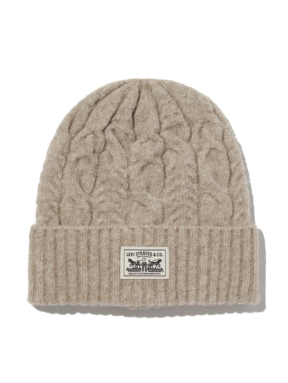 ケーブルニットバックパッチビーニー